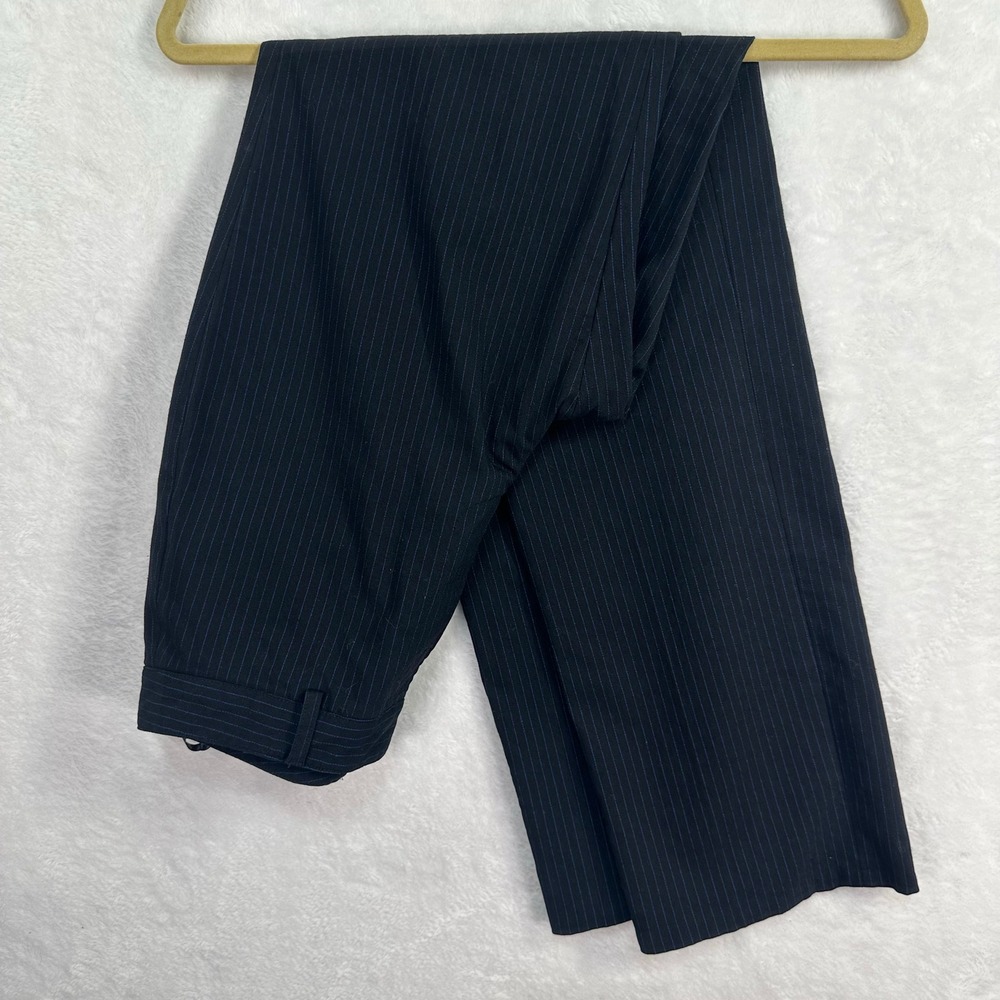 Banana Republic Dress Pants Women 4 Black Blue Pinstripe Stretch Straight Leg